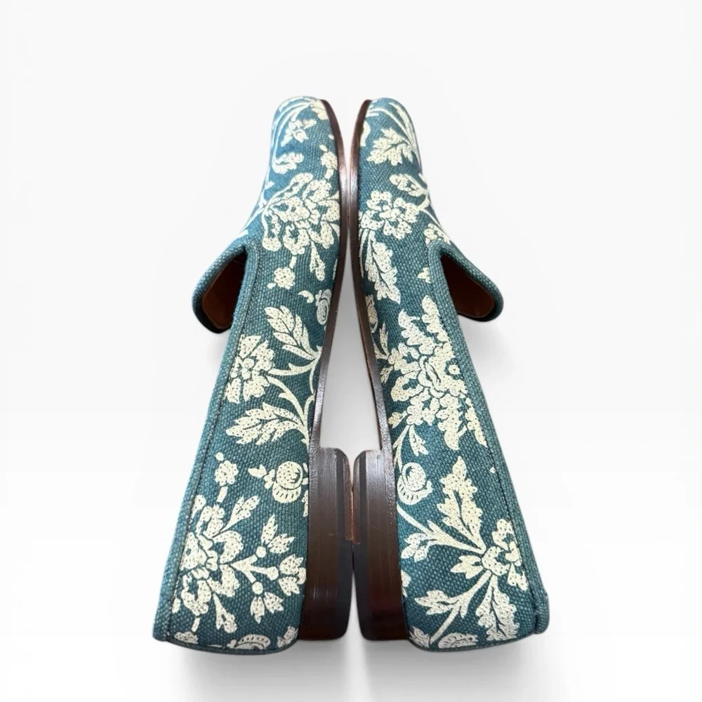 Stubbs & Wootton x Gracie Studio Green Floral Leaf Canvas Loafers Size 10